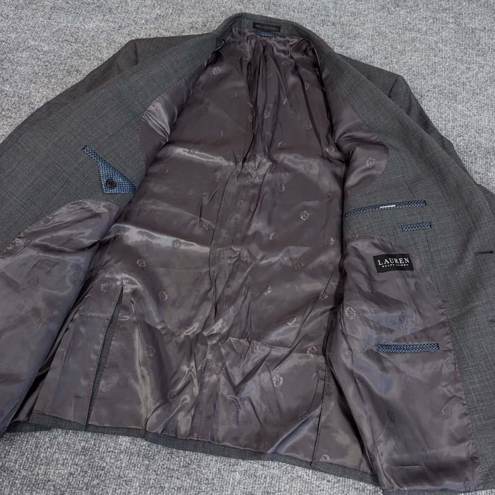 Ralph Lauren Blazer Jacket Men 48R Gray Wool Stretch Business Casual Sport Coat - Picture 9 of 13